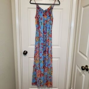 Nicole Miller Lined Floral Maxi Light Blue Size S